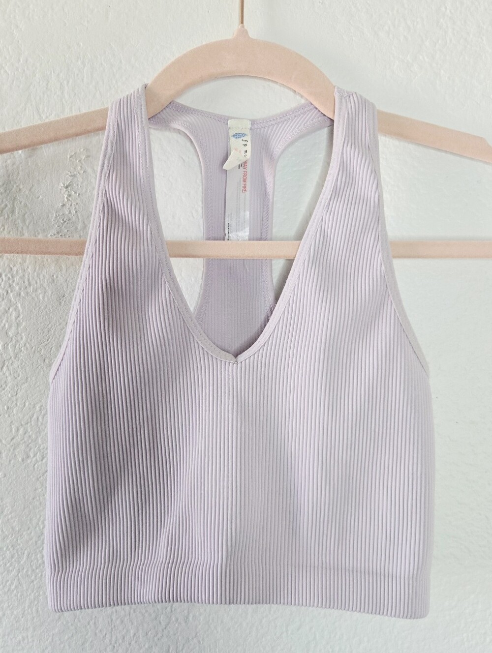 Free People Movement Stretchy Ribbed Racerback Crop Top Lavender Athleisure XS